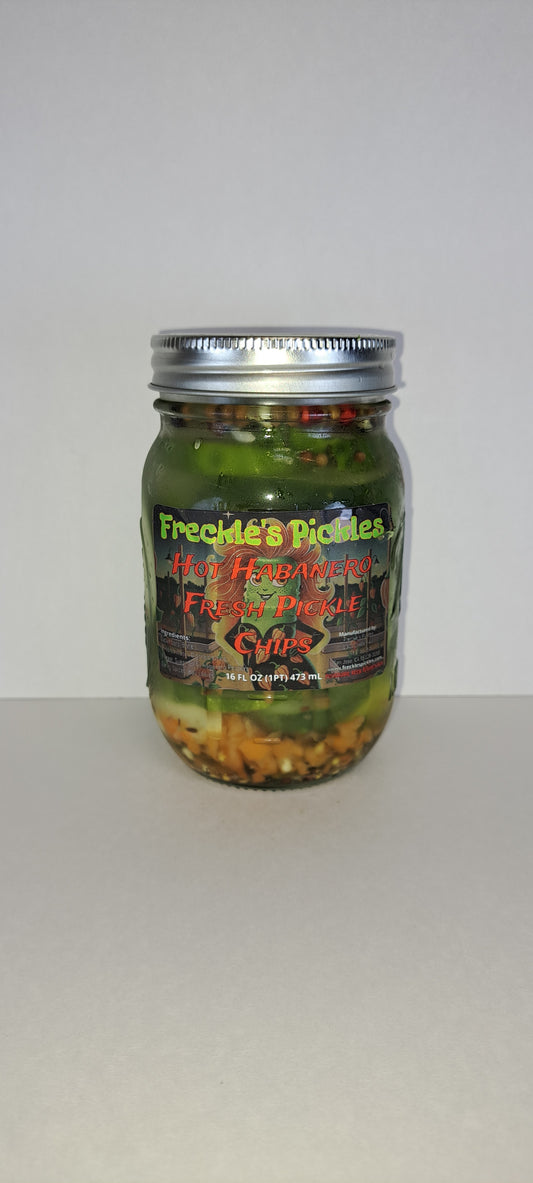 Hot Habanero Pickles 16oz Full Pint Jar