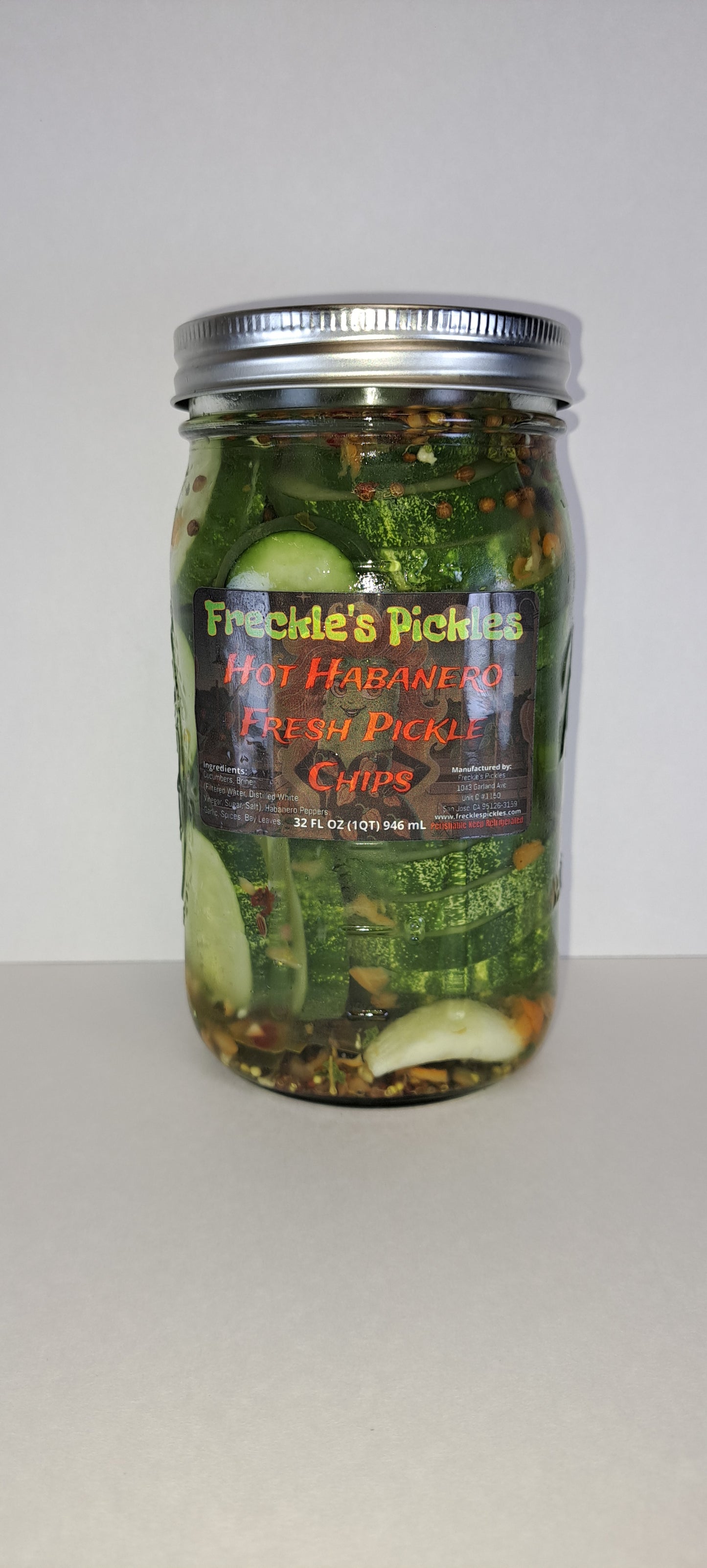Hot Habanero Pickles 32oz Quart Jar